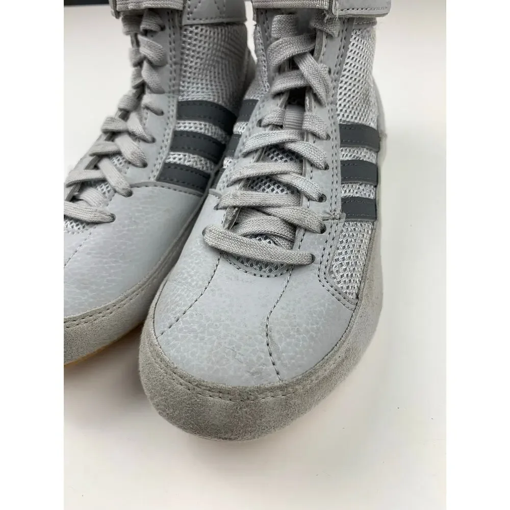 Adidas Youth HVC 2 Wrestling Shoes Grey Lace Up Strap AC7503 Boys Kids 13